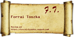 Forrai Toszka névjegykártya
